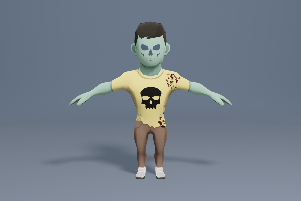 Download Zombie cartoon character in shirt 3D Model