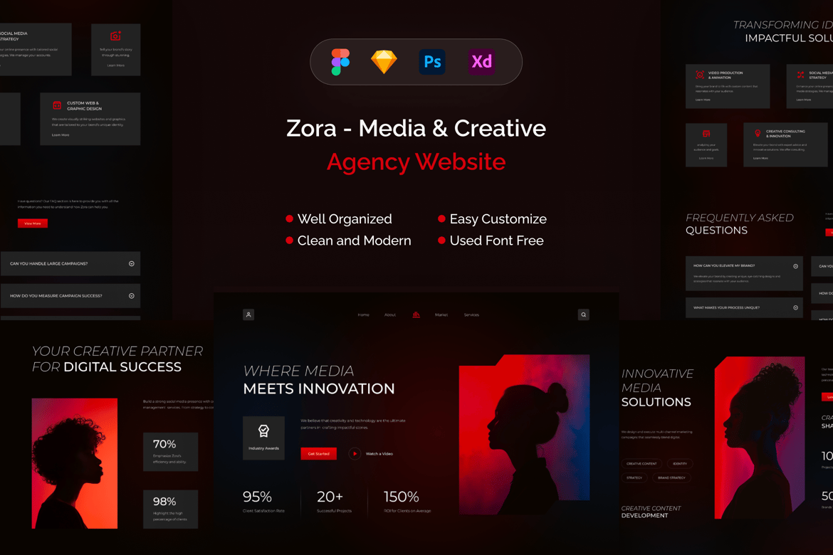 Download Zora - Media & Creative Agency Website Figma Design