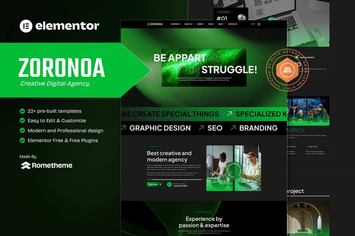 Download Zoronoa - Creative Digital Agency Elementor Template Kit