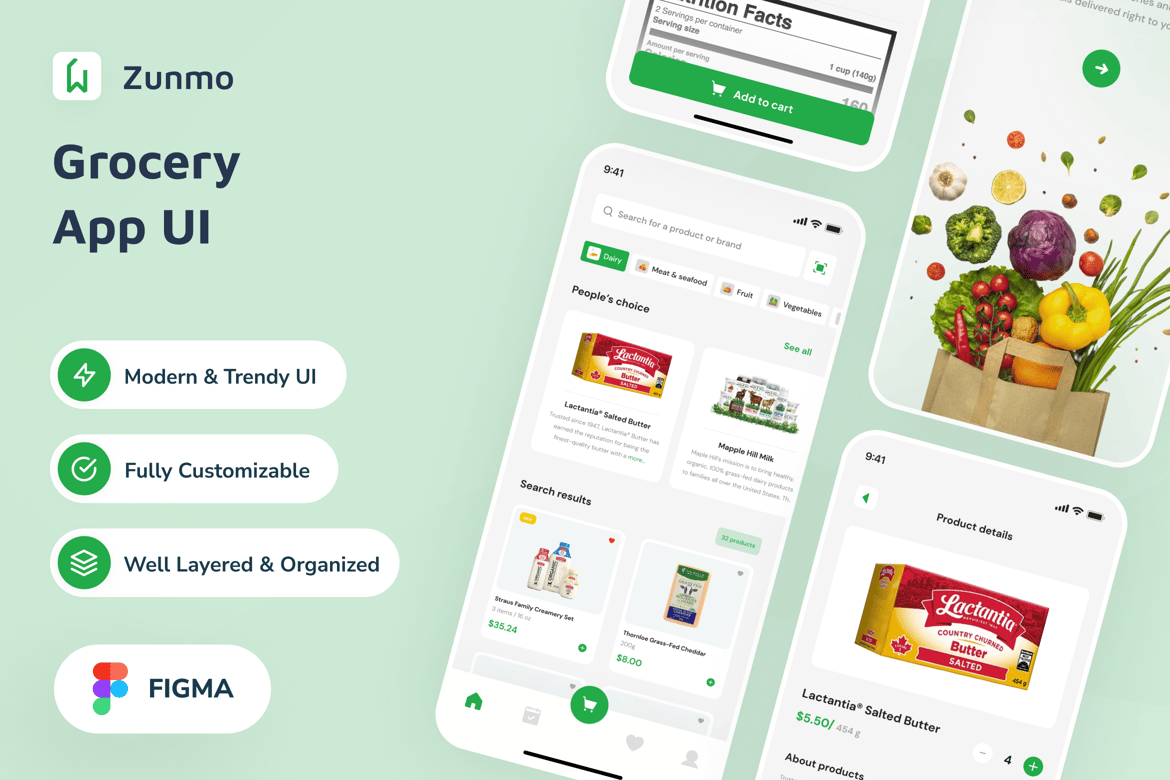 Download Zunmo - Grocery App UI Figma Design