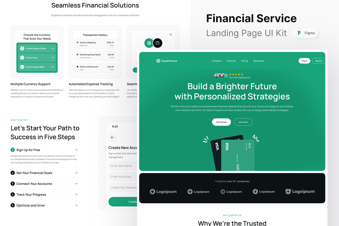 Download Zupafinance  - Financial Service Landing Page Figma Design