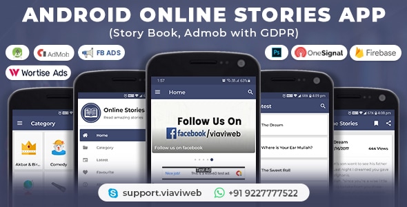 Download Android Online Stories App (Story Book, Admob with GDPR)