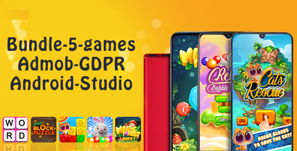 Download Bundle#1 , 5 Games (Admob + GDPR + Android Studio)