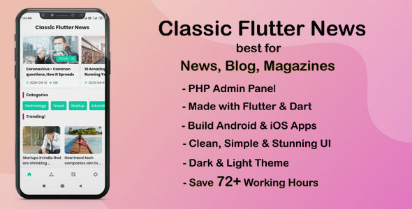 Download Classic Flutter News App best for News, Blog and Magazines