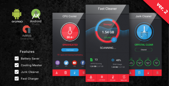 Download Fast Cleaner, Fast Charger & Battery Saver Admob Ads