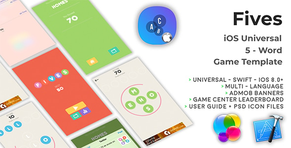Download FIVES | iOS Multi Language Word Game Template (Swift)