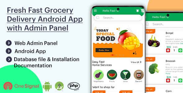 Download Fresh Fast Grocery Delivery Native Android App with Interactive Admin Panel v1.2