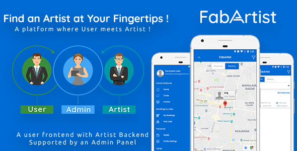 Download Hire for Work - Fab Artist Android | 2 Apps | Customer App + Artist App + Admin Panel | Freelancer