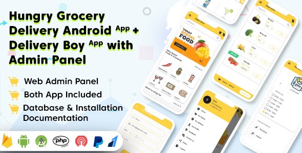 Download Hungry Grocery Delivery Android App and Delivery Boy App with Interactive Admin Panel