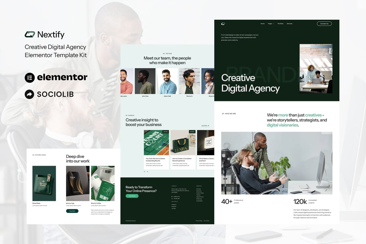 Download Nextify - Creative Digital Agency & Portfolio Elementor Template Kit