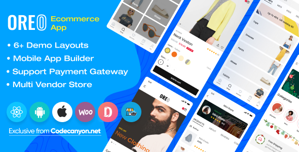 Download Oreo Fashion - Full React Native App for Woocommerce