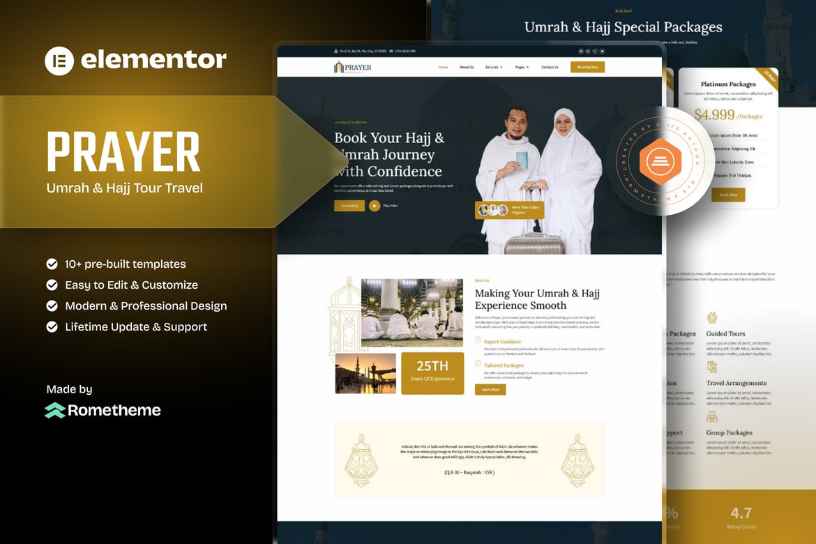 Download Prayer - Umrah & Hajj Tour Travel Elementor Template  Kit