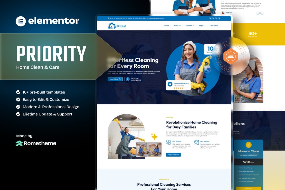 Download Priority - Home Clean and Care Elementor Template Kit