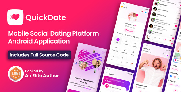 Download QuickDate Android - Mobile Social Dating Platform Application