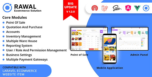 Download Rawal – Ionic & Laravel Ecommerce Solution with POS for Single & Multiple Location Business Brand