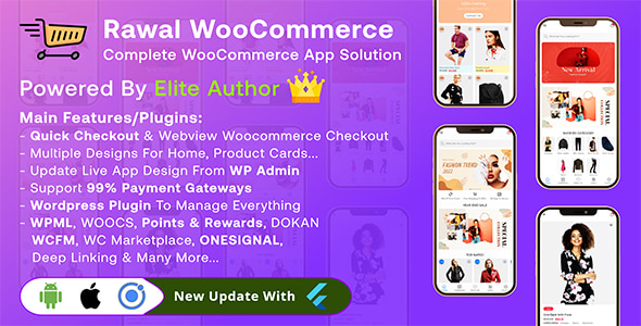 Download Rawal - Ionic Woocommerce & Flutter Woocommerce Full Mobile Application Solution with Setting Plugin