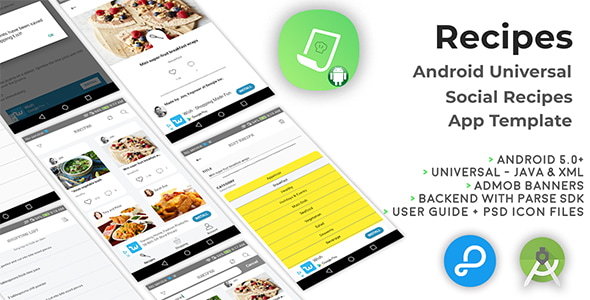 Download Recipes | Android Universal Social Recipes App Template