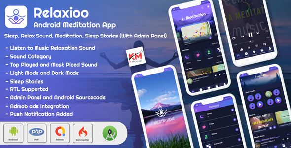 Download Relaxioo - Android App Relaxation & Meditation Music Application with Admin Panel