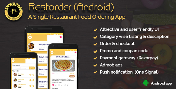 Download Restorder (Android) - A single restaurant food ordering app.