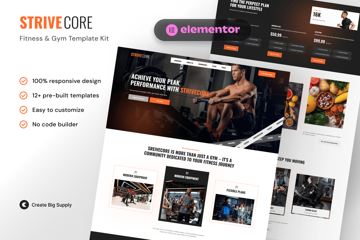 Download StriveCore - Fitness & Gym Elementor Template Kit