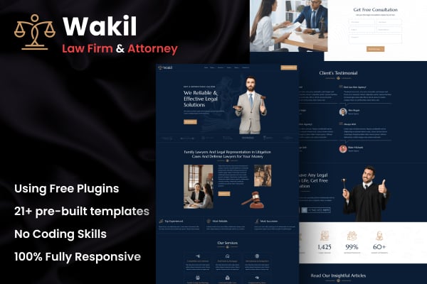 Download Wakil - Attorney Law Firm & Legal Services Elementor Template Kit