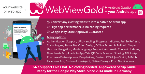 Download WebViewGold for Android | Convert website to Android app | No Code, Push, URL Handling & much more!