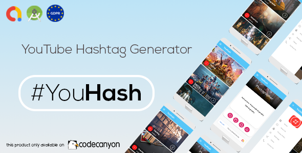 Download YouHash - YouTube Hashtags Generator ( Admob - GDPR - Android Studio)