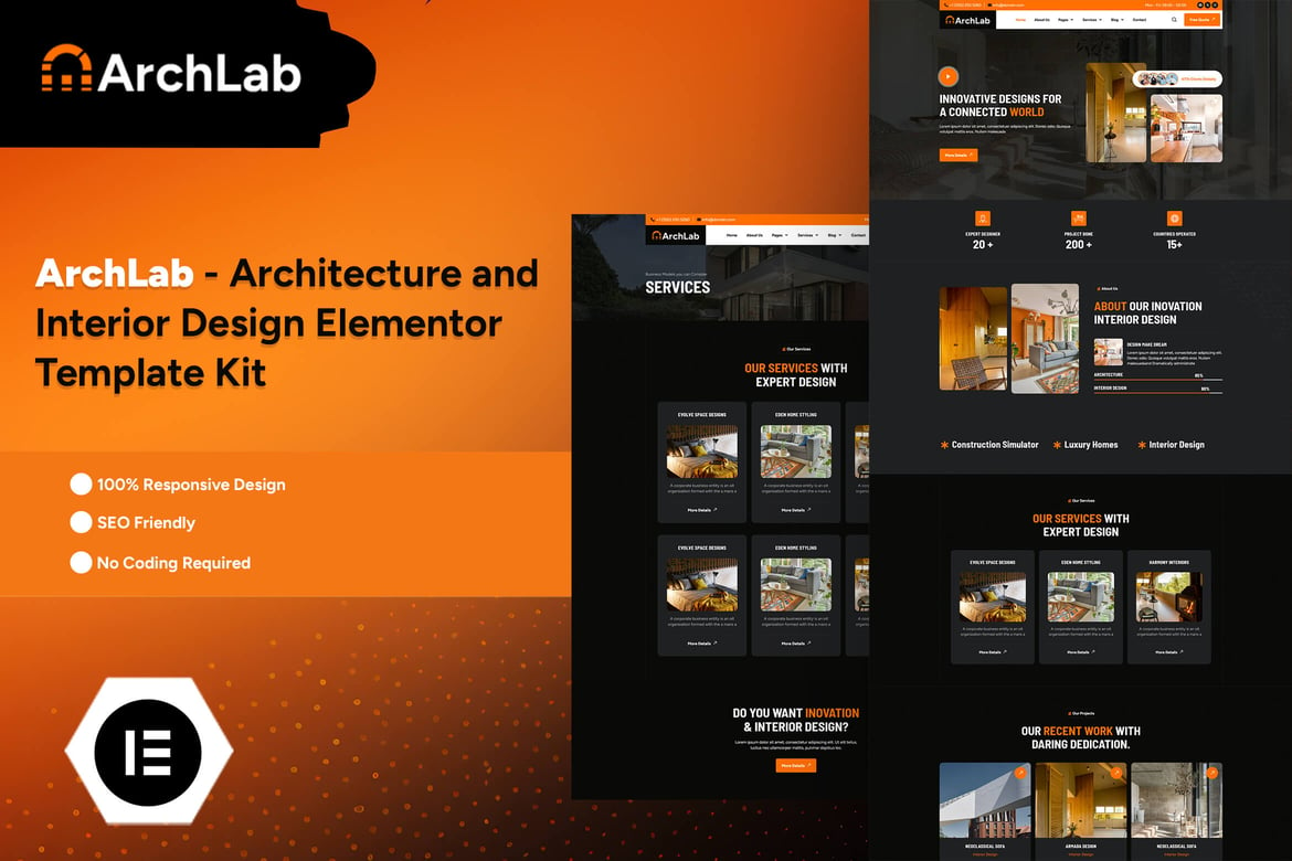 Download ArchLab - Architecture & Interior Design Elementor Pro Template Kit