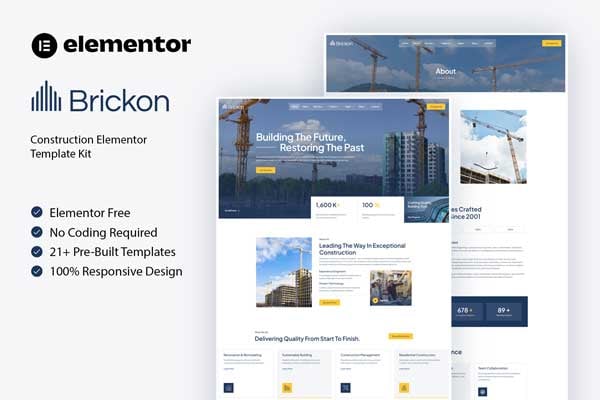 Download Brickon - Construction Elementor Template Kit