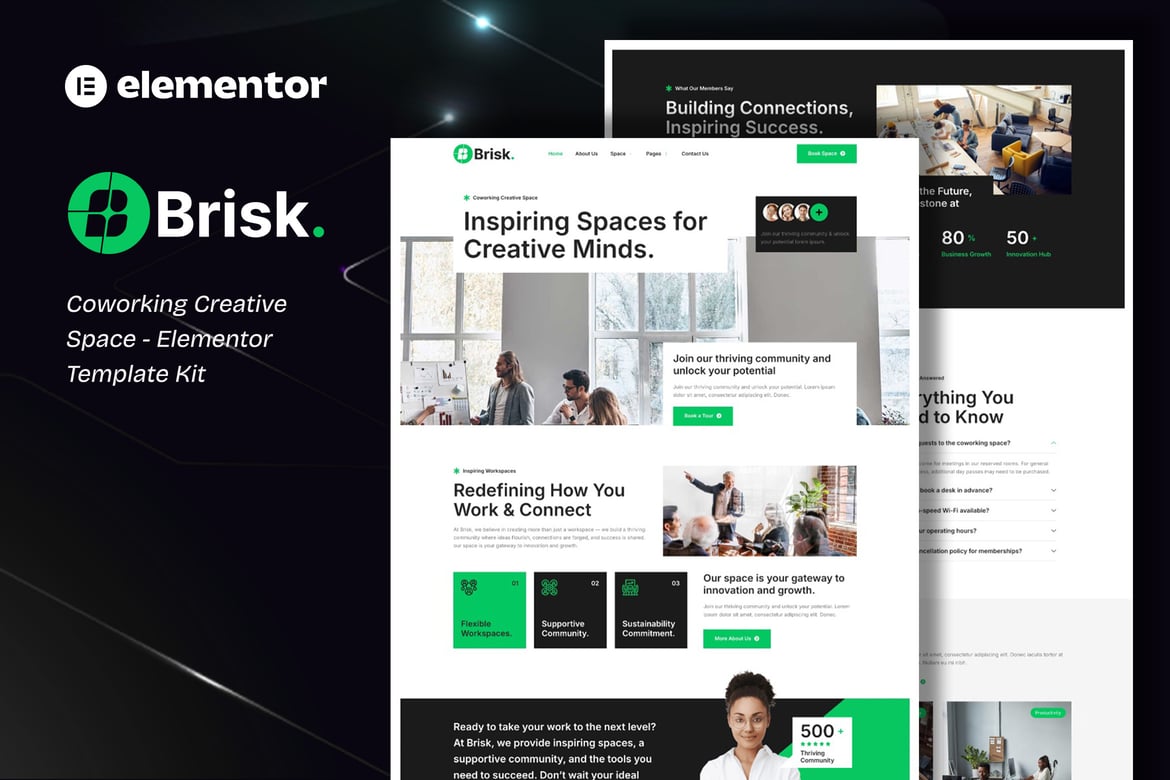 Download Brisk - Coworking Creative Space Elementor Template Kit