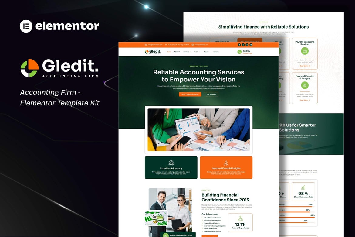 Download Gledit - Accounting Firm Elementor Template Kit