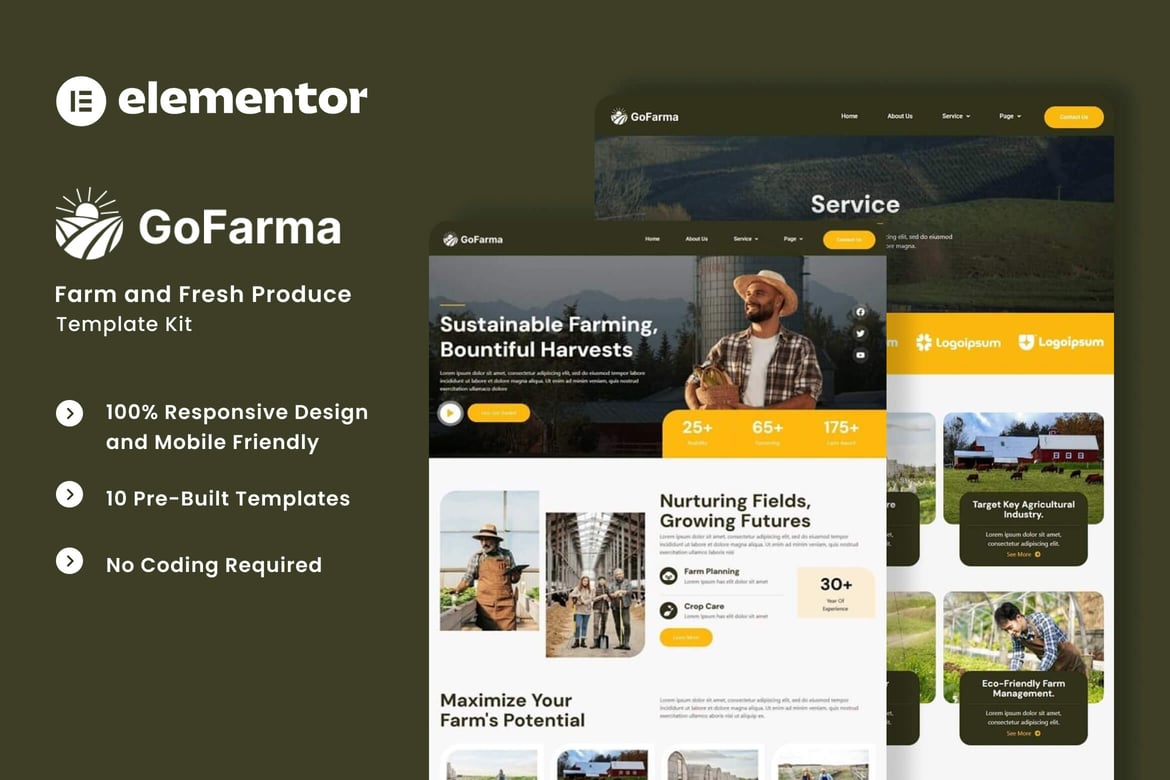 Download Gofarma - Farm & Fresh Produce Elementor Template Kit