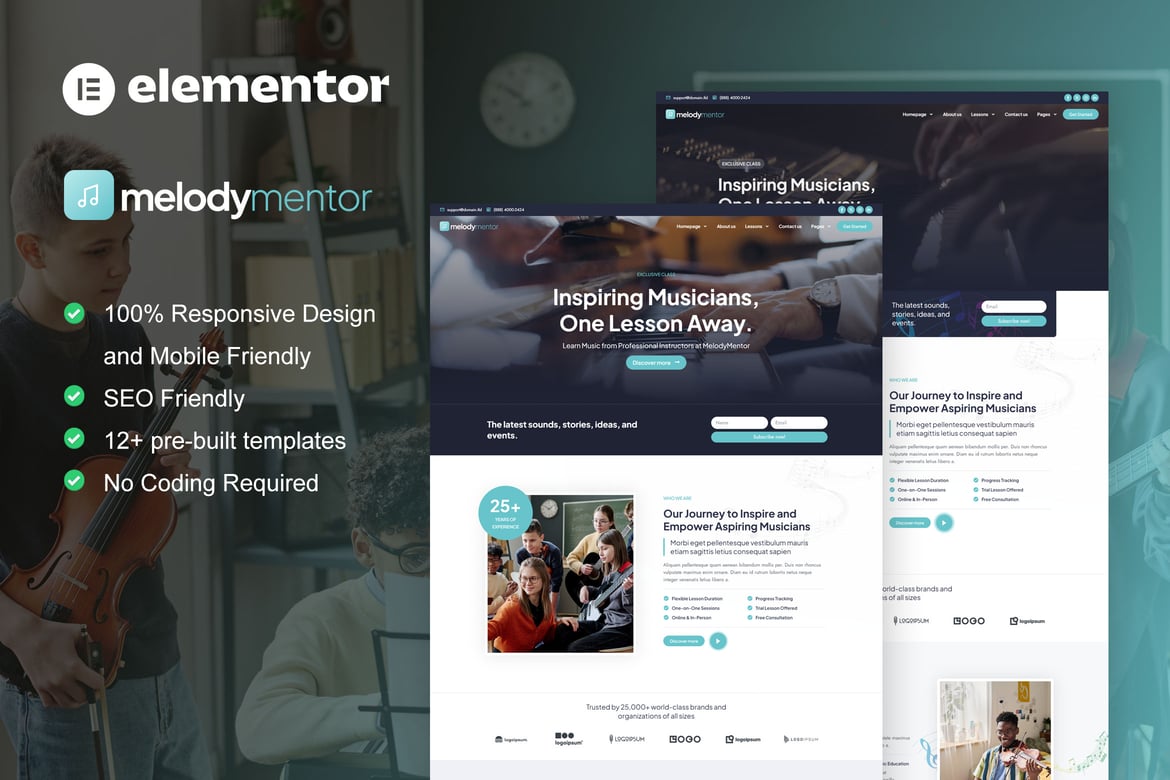 Download MelodyMentor - Music School & Courses Elementor Template Kit