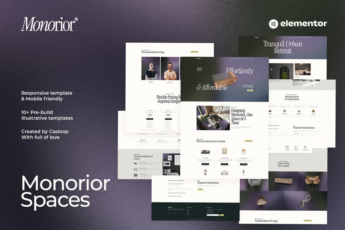 Download Monorior Space - Gradient Interior Elementor Template Kit