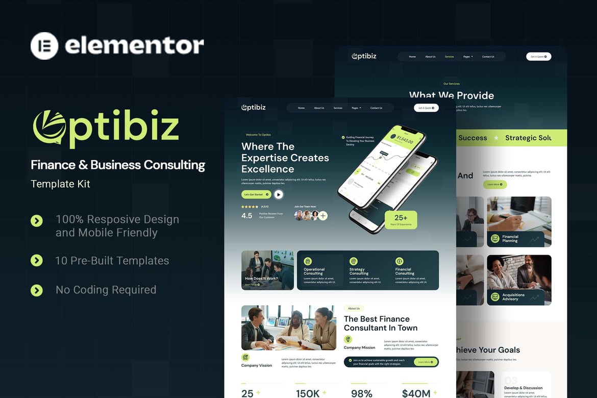 Download Optibiz - Finance & Business Consulting Elementor Template Kit