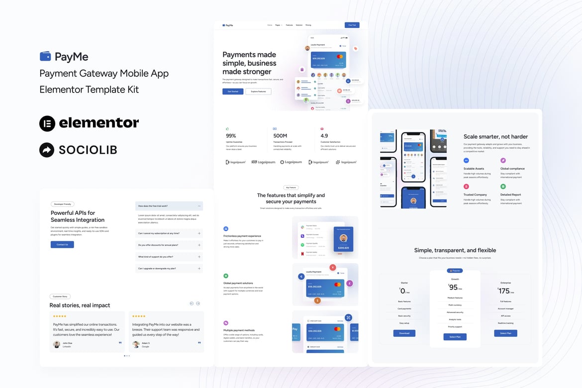 Download PayMe - Payment Gateway Mobile App Elementor Template Kit