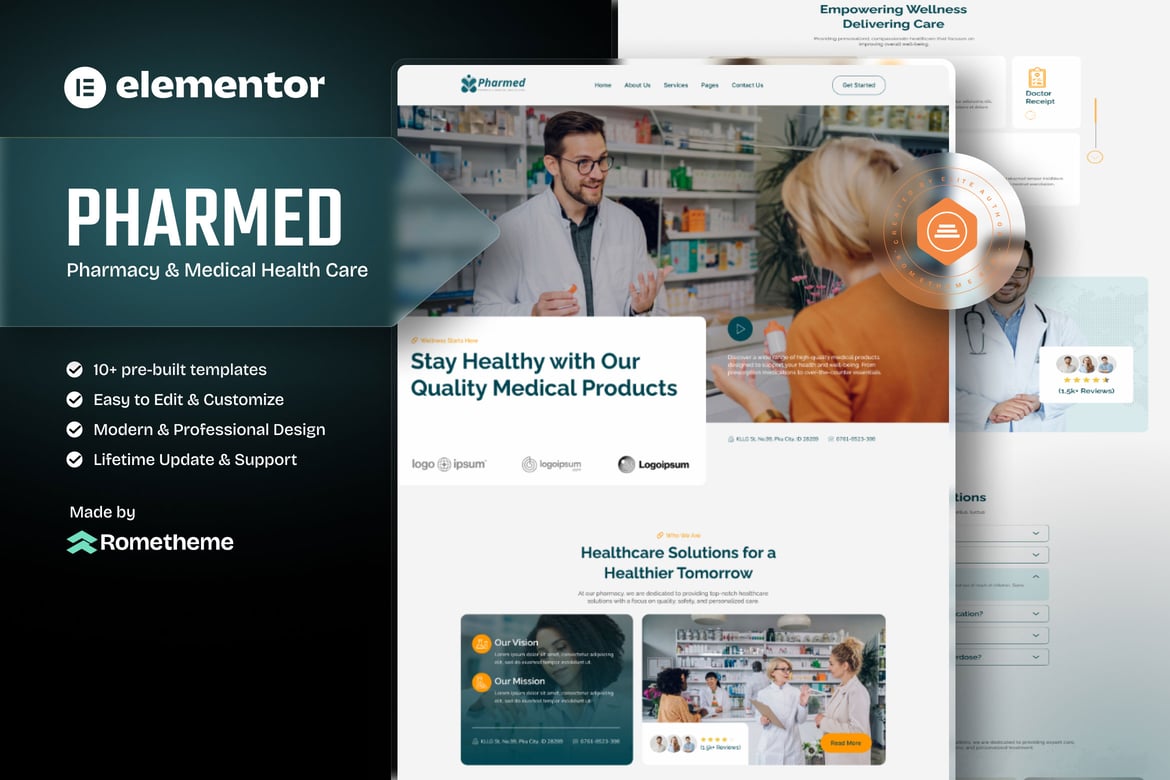 Download Pharmed - Pharmacy & Medical Health Care Elementor Template Kit