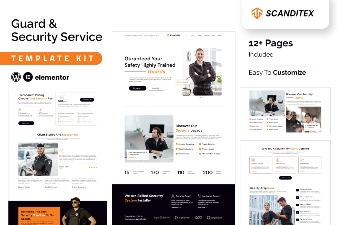 Download Scanditex - Security Agency & Bodyguard Elementor Template Kit